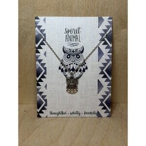 Giftcraft Spirit Animal Owl Pendant Necklace Silver Tone Boho Jewelry New